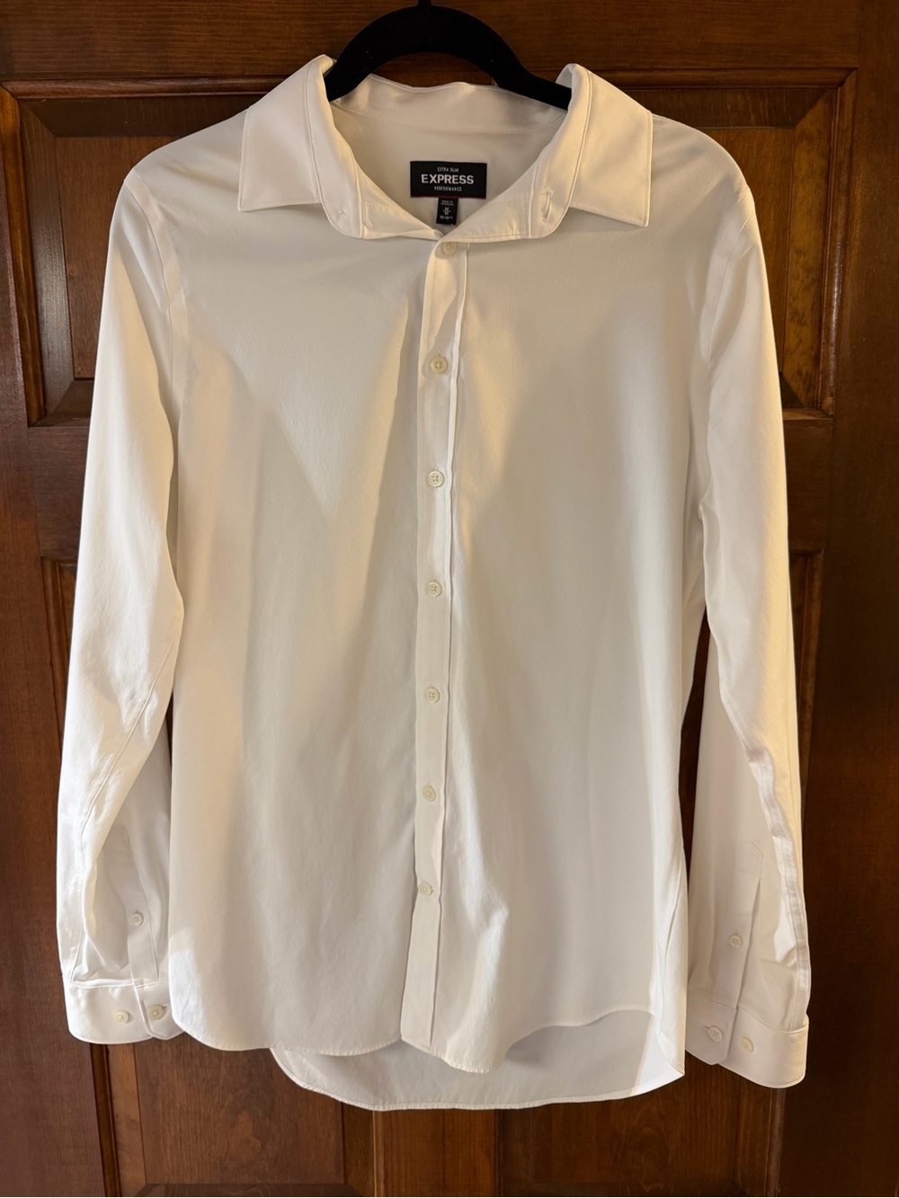 Express Men's White Long-Sleeve Button-Up Shirt